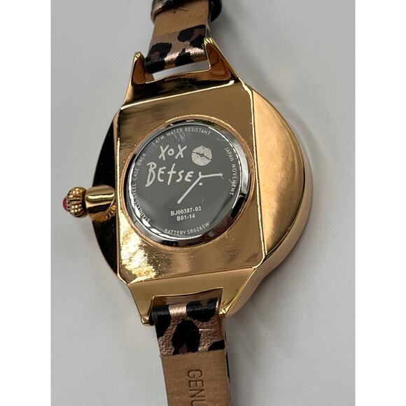 Betsey Johnson Women's Leopard-Print Leather Strap Pave 32mm BJO0251-01 Watch - Picture 11 of 13